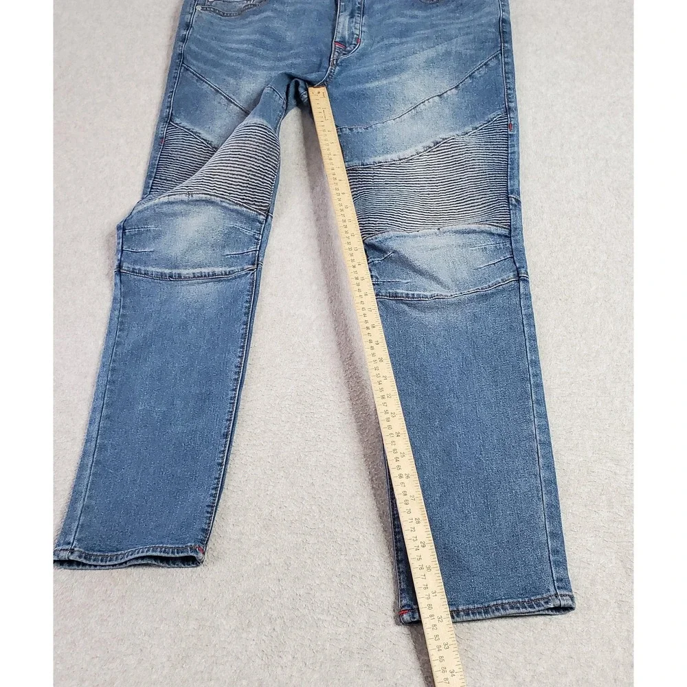 True Religion Rocco Jeans Mens 40x32 Blue Relaxed Skinny Moto Stretch Denim
